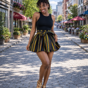 Kente Type 4 Print Micro-Mini Skirt – 100% Cotton | One Size Fits Most