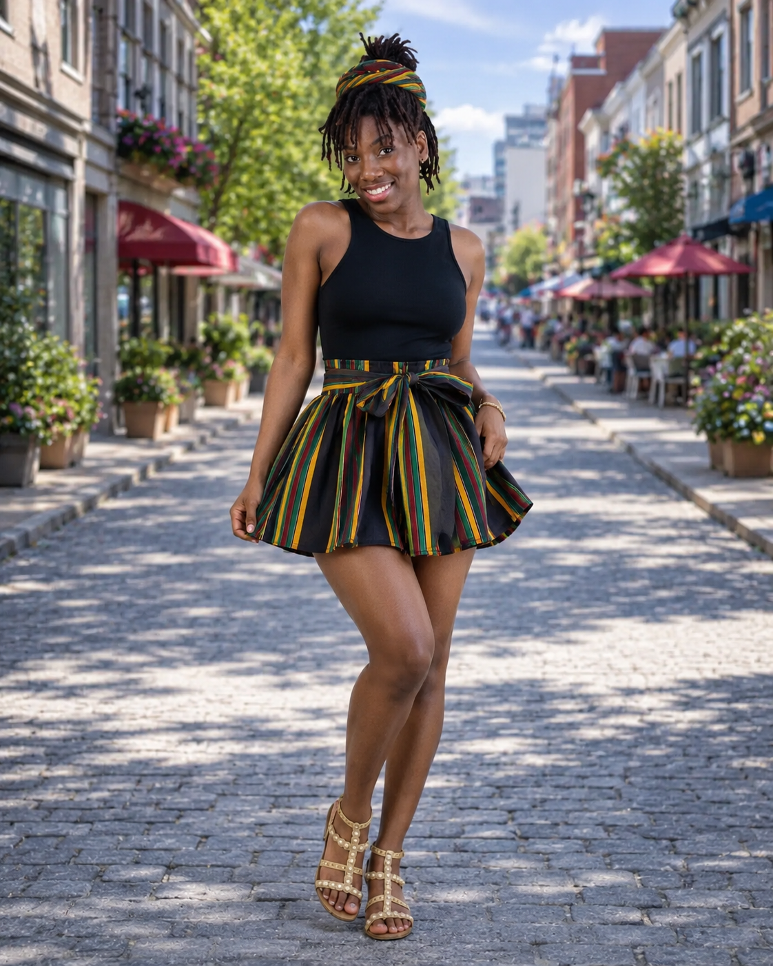 Kente Type 4 Print Micro-Mini Skirt โ 100% Cotton | One Size Fits Most