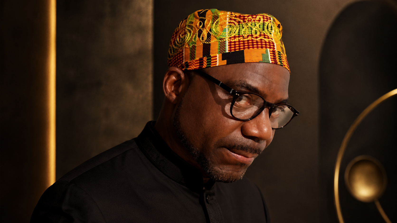 Kente embroidered hat