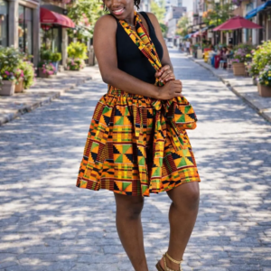 Kente Type 2 Print Micro-Mini Skirt – 100% Cotton | One Size Fits Most