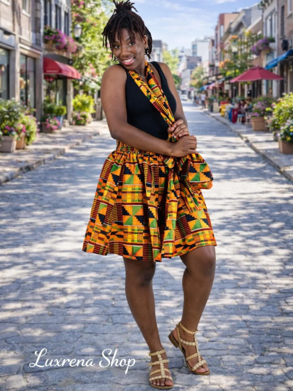 Kente Type 2 Print Micro-Mini Skirt – 100% Cotton | One Size Fits Most