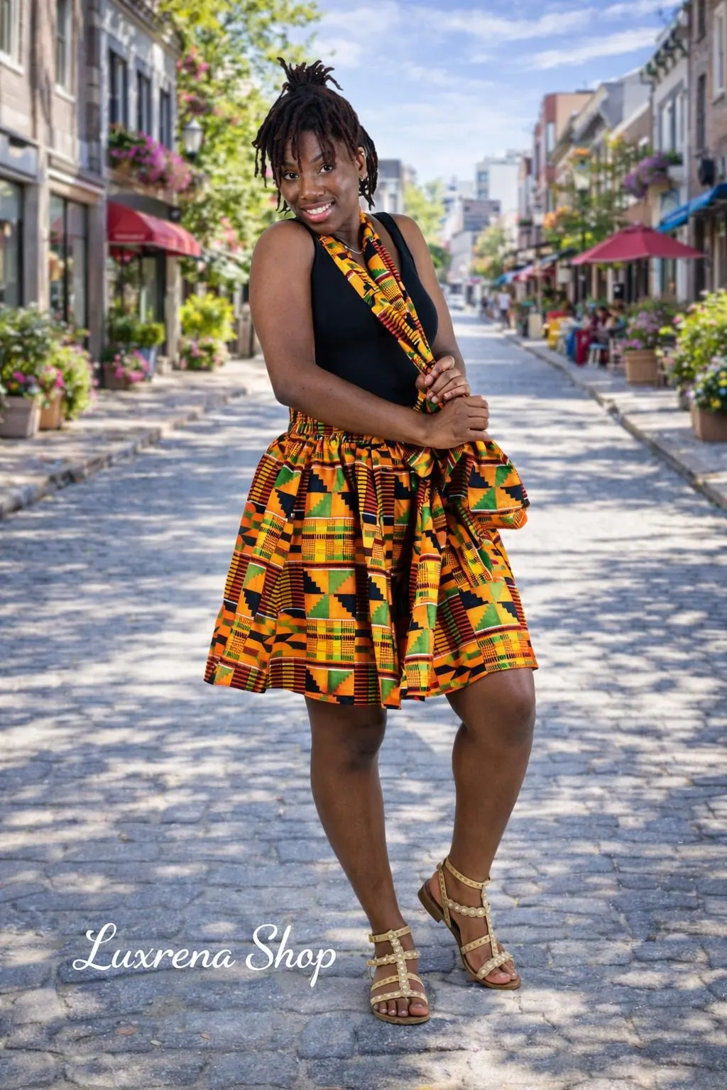 Kente Type 2 Print Micro-Mini Skirt โ 100% Cotton | One Size Fits Most