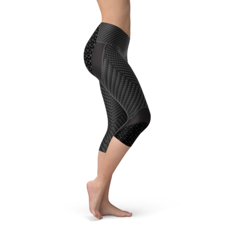 Womens Carbon Fiber Sports Capri Leggings - Image 2