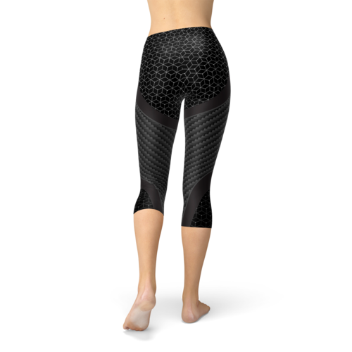 Womens Carbon Fiber Sports Capri Leggings - Image 3