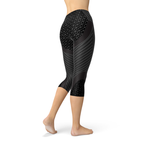 Womens Carbon Fiber Sports Capri Leggings - Image 4