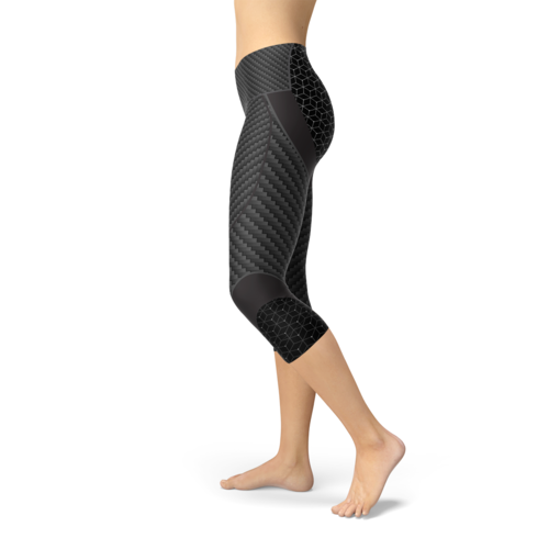 Womens Carbon Fiber Sports Capri Leggings - Image 5