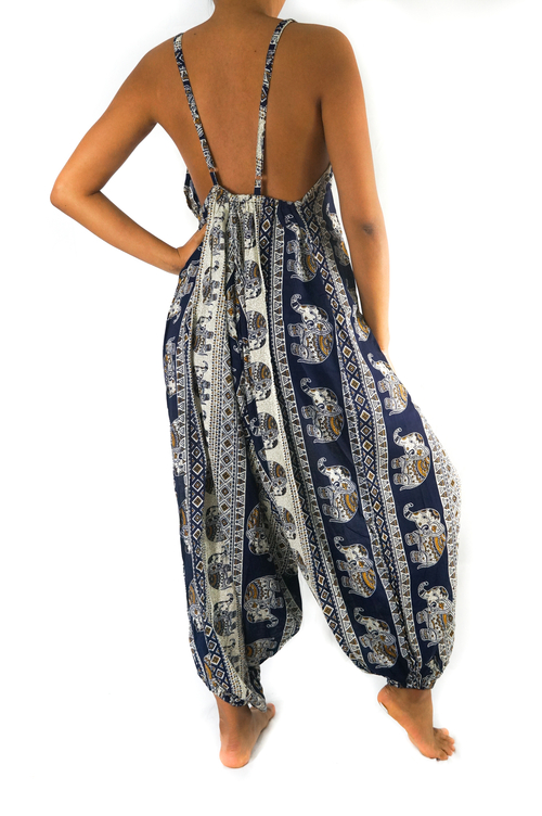 Blue Elephant Boho Hippie Jumpsuit Romper - Image 4