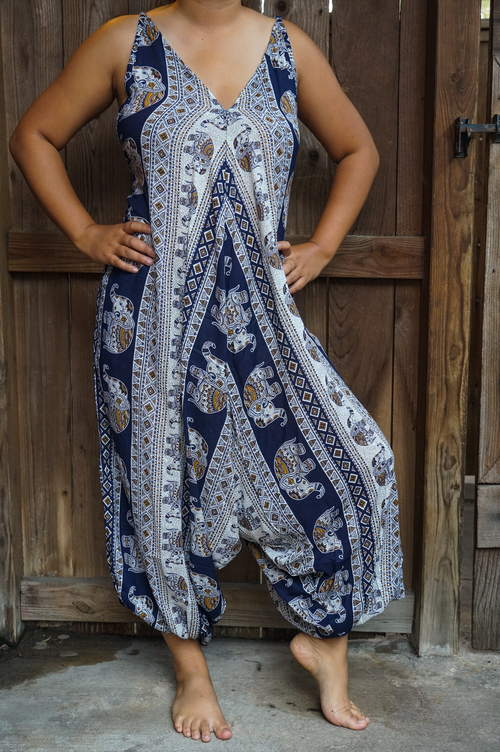 Blue Elephant Boho Hippie Jumpsuit Romper - Image 6
