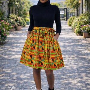 Kente Type 2 Print Mini Skirt – 100% Cotton | One Size Fits Most