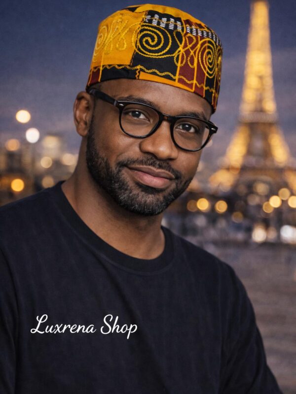 Unisex Kente type3 Print Embroidered Hat | African Kufi Cap