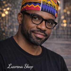 Unisex Kente type5 Print Embroidered Hat | African Kufi Cap