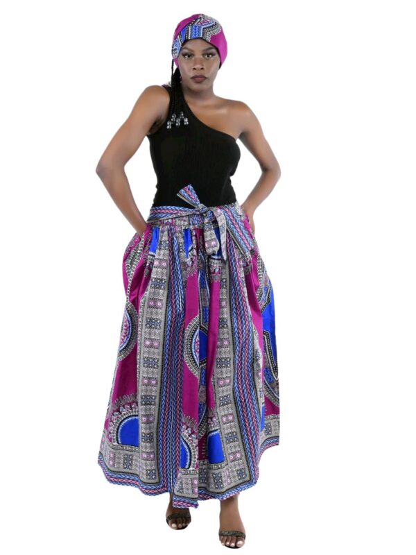 Blue Dashiki Maxi Skirt