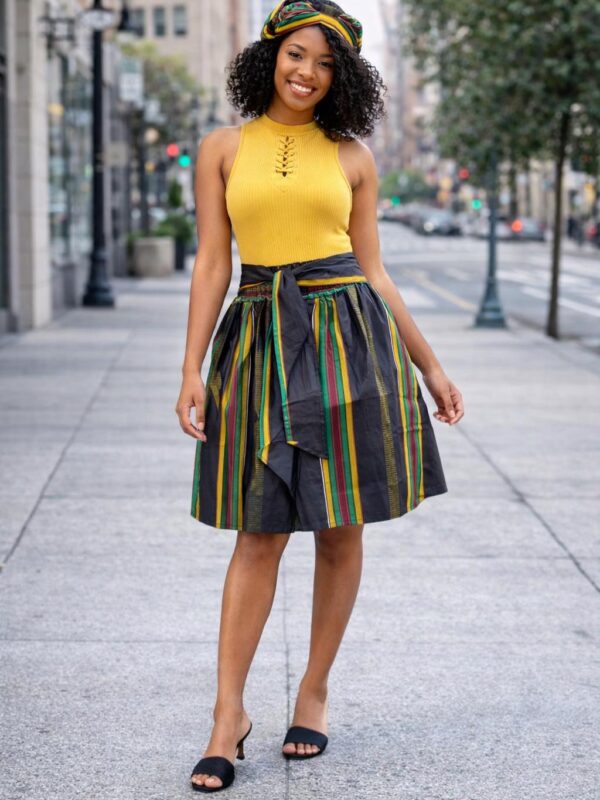 Kente Type 4 Print Mini Skirt – 100% Cotton | One Size Fits Most