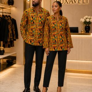 Unisex Long-Sleeve Kente Shirt / Blouse