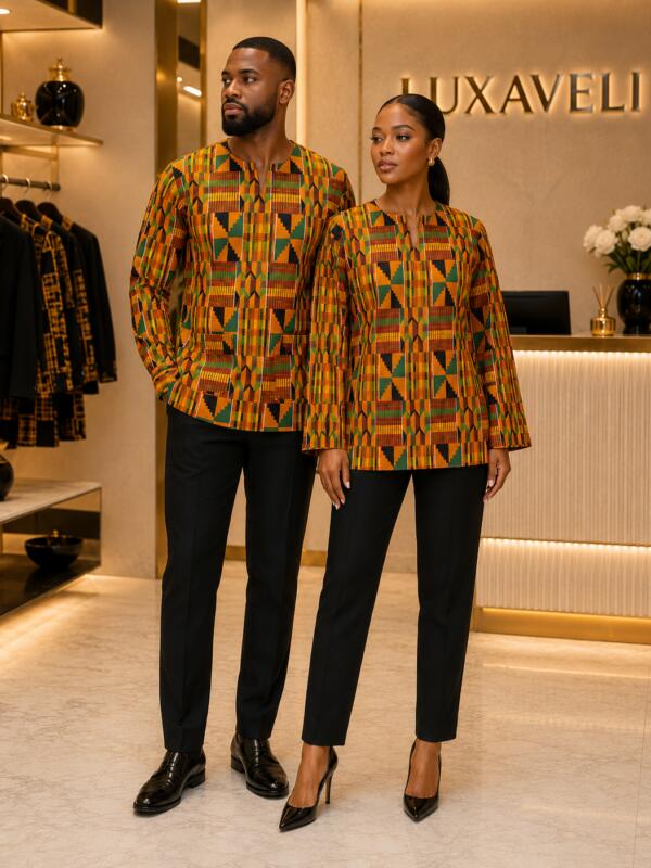 Unisex Long-Sleeve Kente Shirt / Blouse