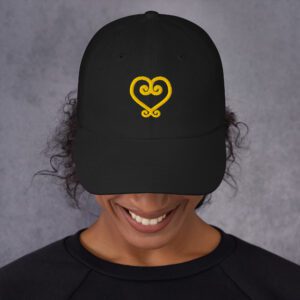 Sankofa Embroidered Dad Hat – Adinkra Symbol Cap in Gold Thread