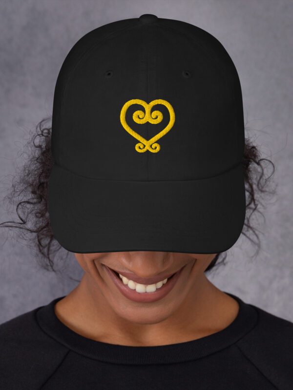 Sankofa Embroidered Dad Hat – Adinkra Symbol Cap in Gold Thread