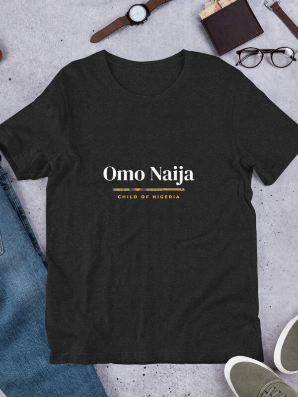 Omo Naija T-Shirt – Child of Nigeria Unisex Tee with Kente Trim
